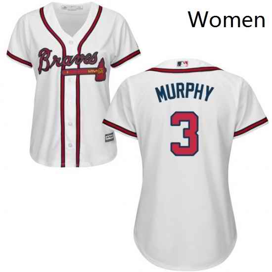 Womens Majestic Atlanta Braves 3 Dale Murphy Replica White Home Cool Base MLB Jersey